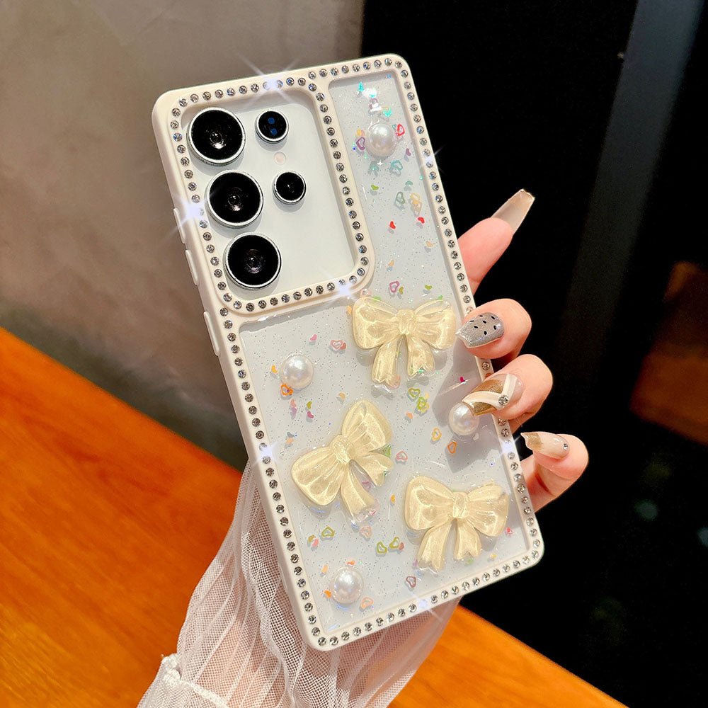 Diamond Pearl Bow Phone Case For Samsung Galaxy