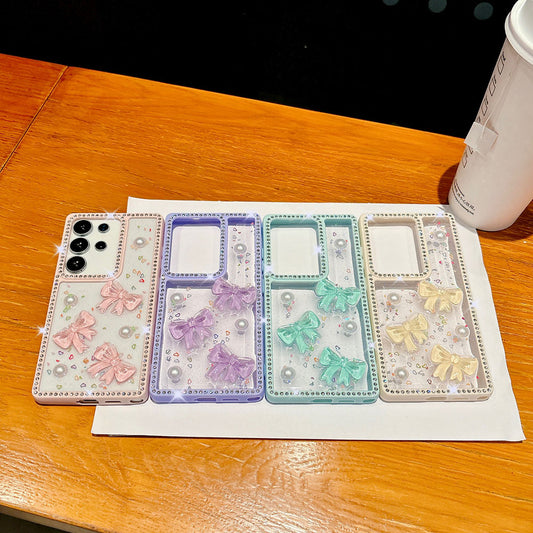 Diamond Pearl Bow Phone Case For Samsung Galaxy