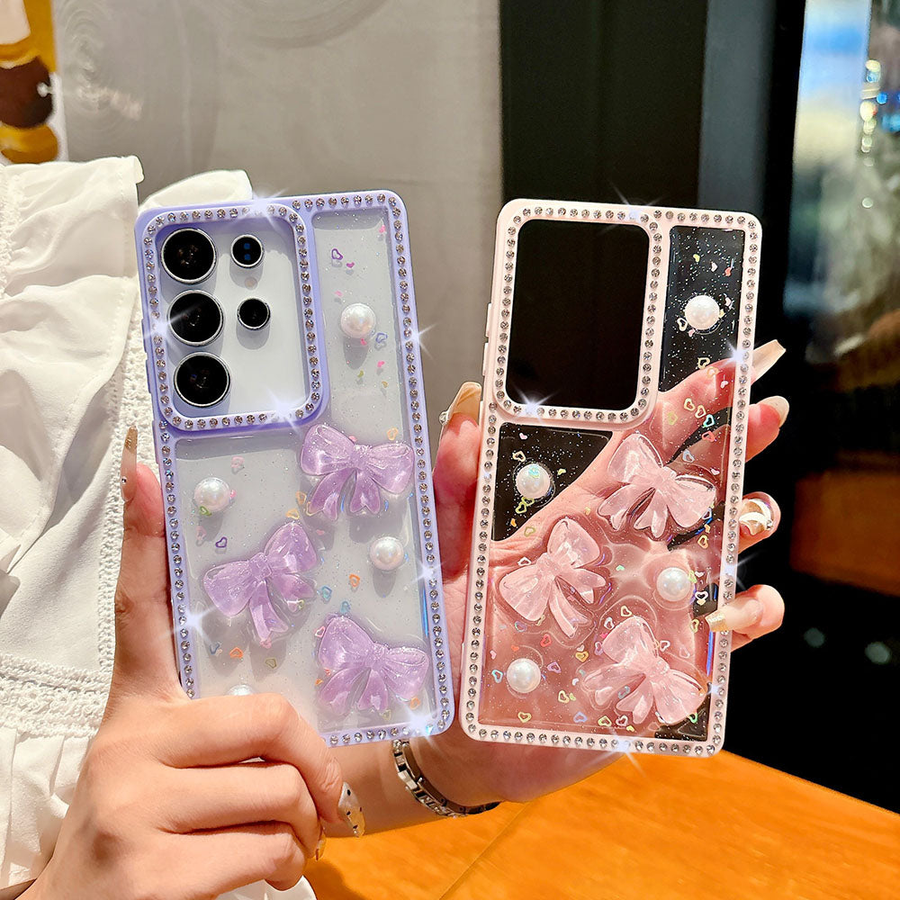 Diamond Pearl Bow Phone Case For Samsung Galaxy