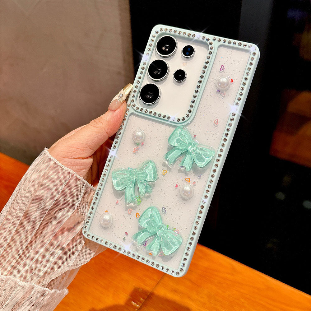 Diamond Pearl Bow Phone Case For Samsung Galaxy