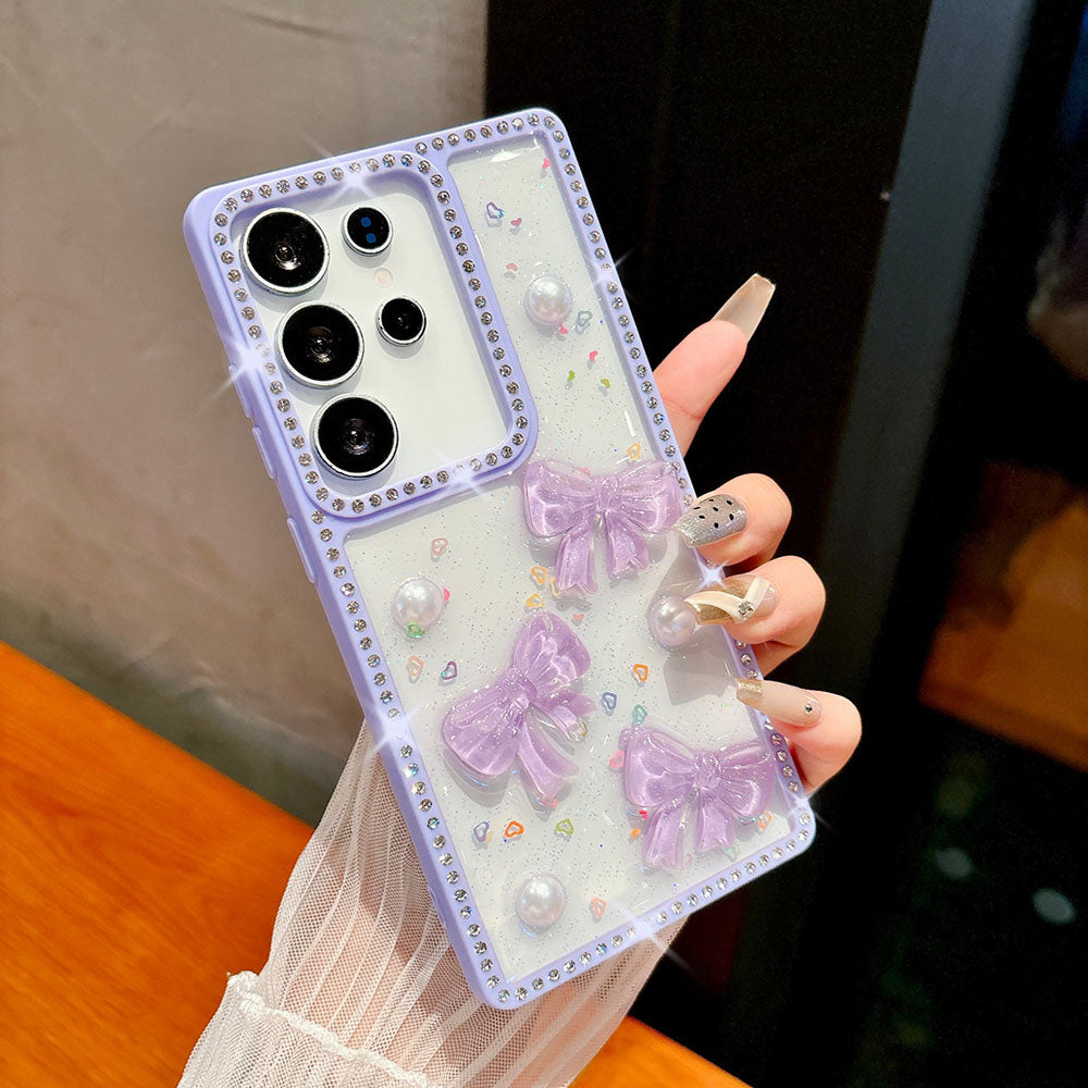 Diamond Pearl Bow Phone Case For Samsung Galaxy