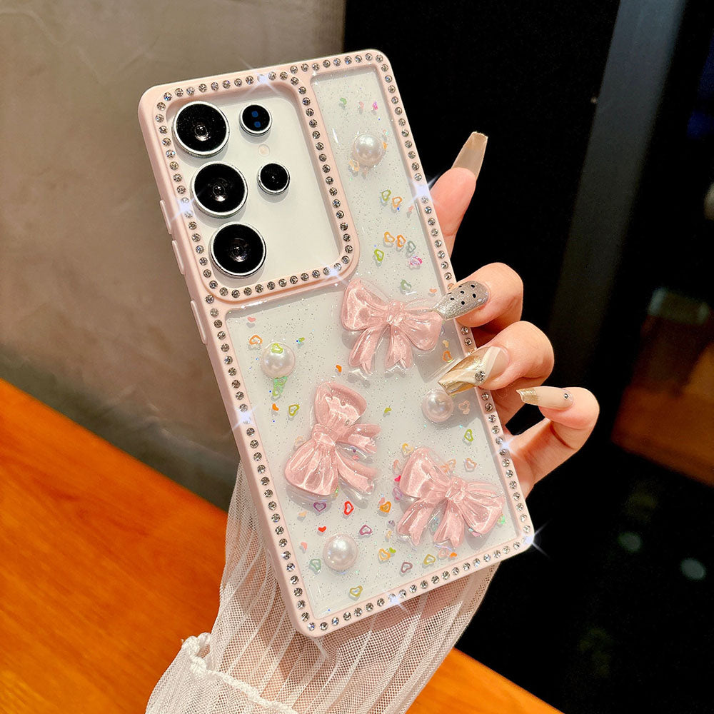 Diamond Pearl Bow Phone Case For Samsung Galaxy