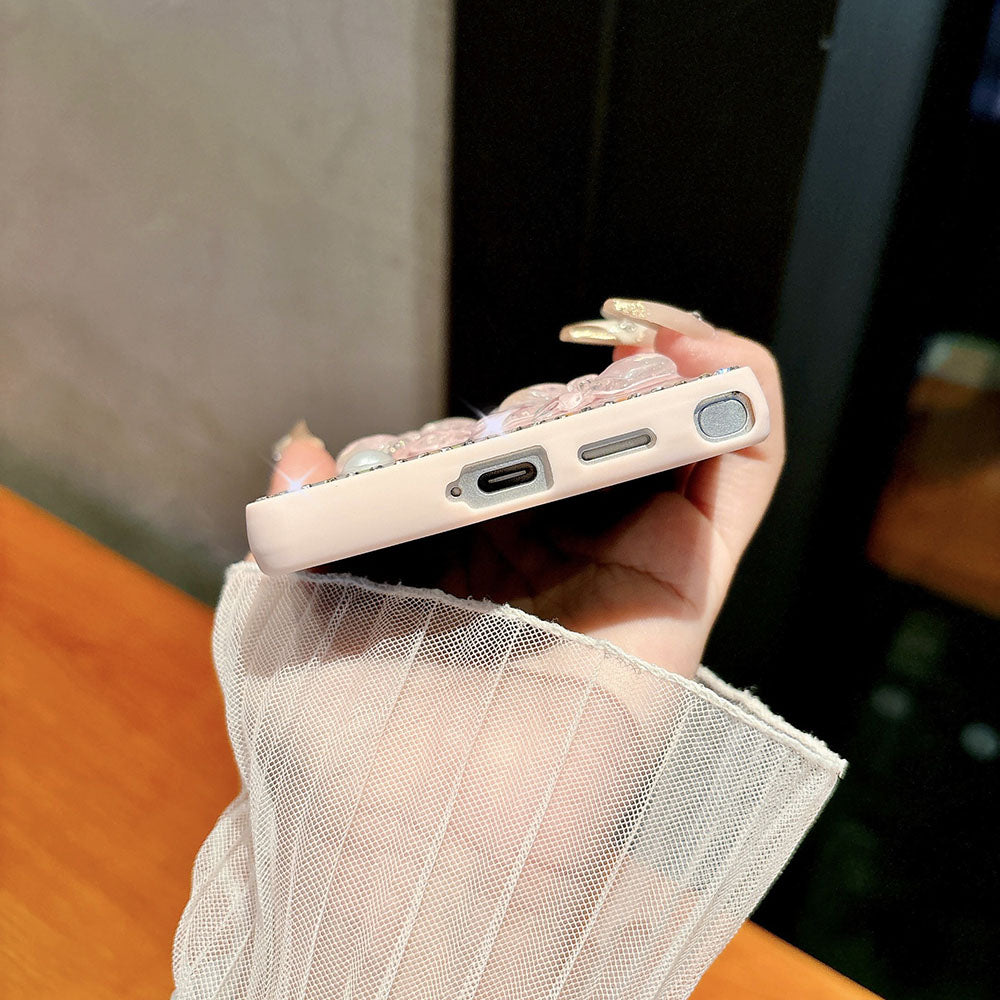 Diamond Pearl Bow Phone Case For Samsung Galaxy