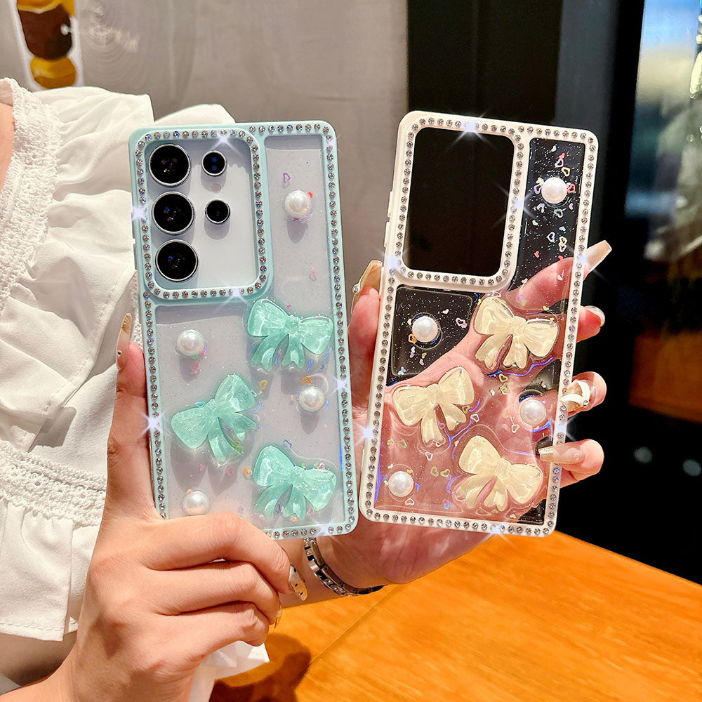 Diamond Pearl Bow Phone Case For Samsung Galaxy