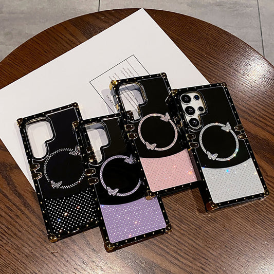 Luxury Diamond Butterfly Electroplated Mirror Phone Case For Samsung Galaxy