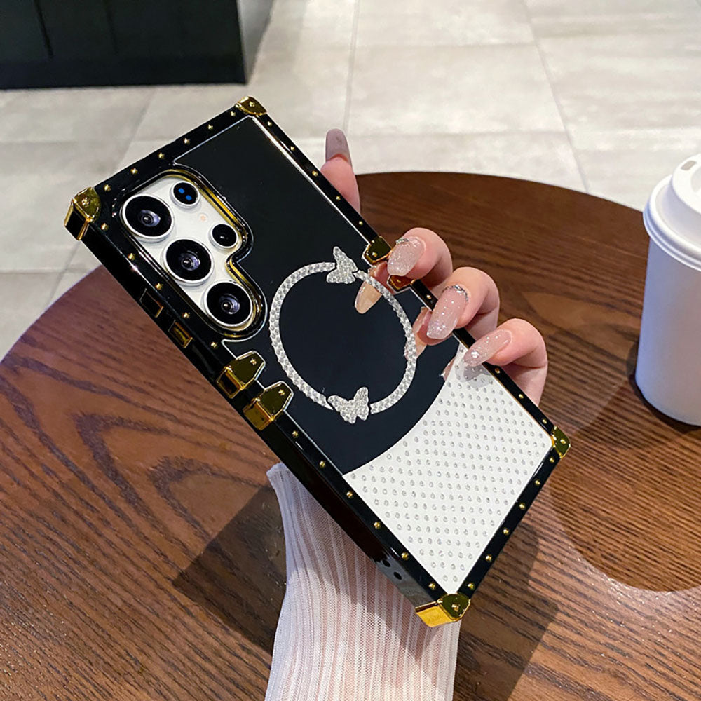 Luxury Diamond Butterfly Electroplated Mirror Phone Case For Samsung Galaxy