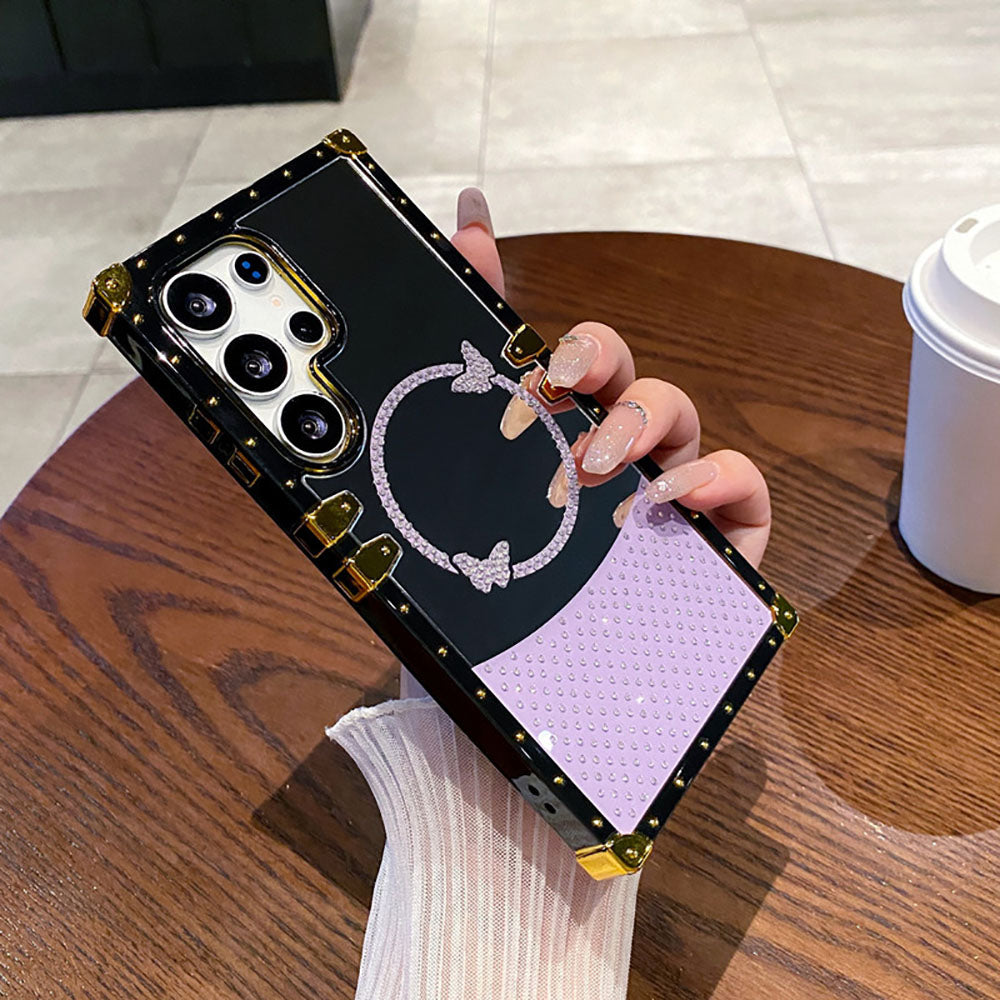 Luxury Diamond Butterfly Electroplated Mirror Phone Case For Samsung Galaxy