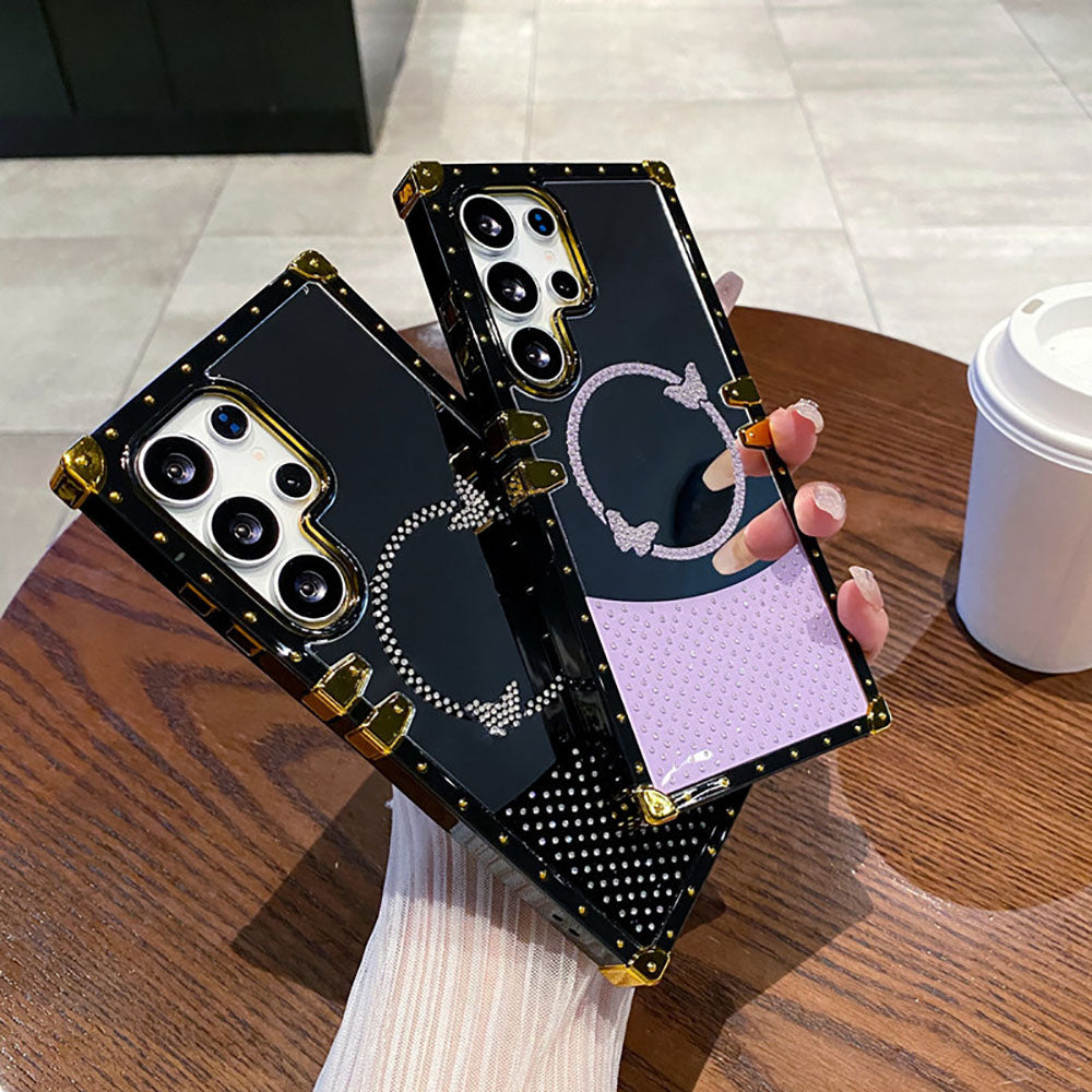 Luxury Diamond Butterfly Electroplated Mirror Phone Case For Samsung Galaxy