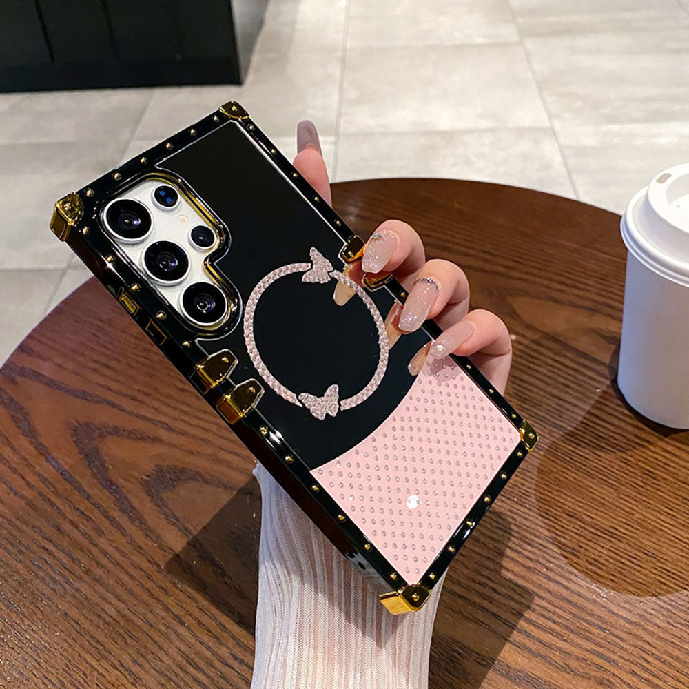 Luxury Diamond Butterfly Electroplated Mirror Phone Case For Samsung Galaxy