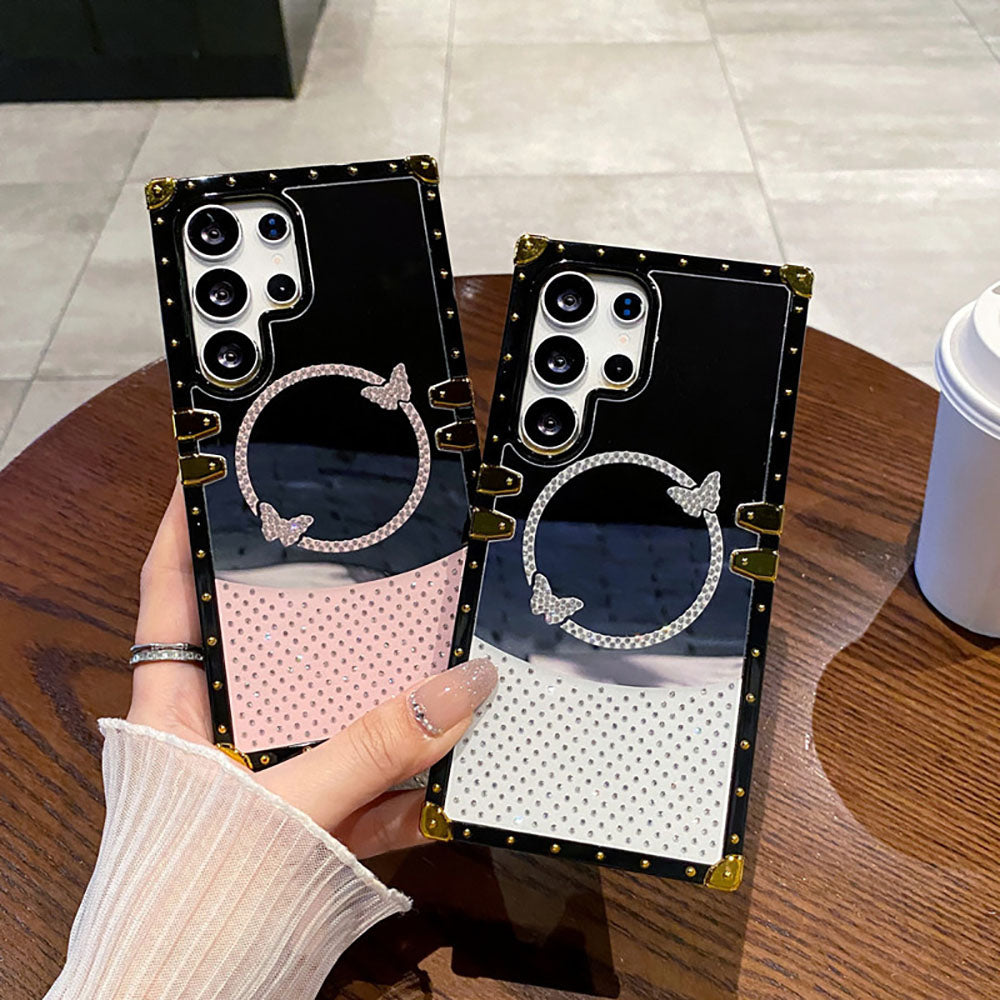 Luxury Diamond Butterfly Electroplated Mirror Phone Case For Samsung Galaxy