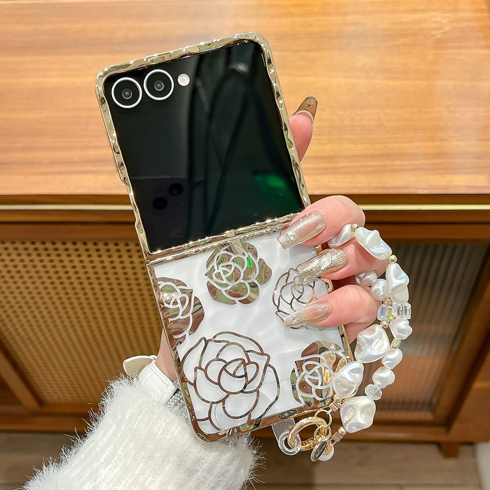 Electroplated Gold Rose Phone Case For Samsung Galaxy Z Flip 7/6/5/4/3