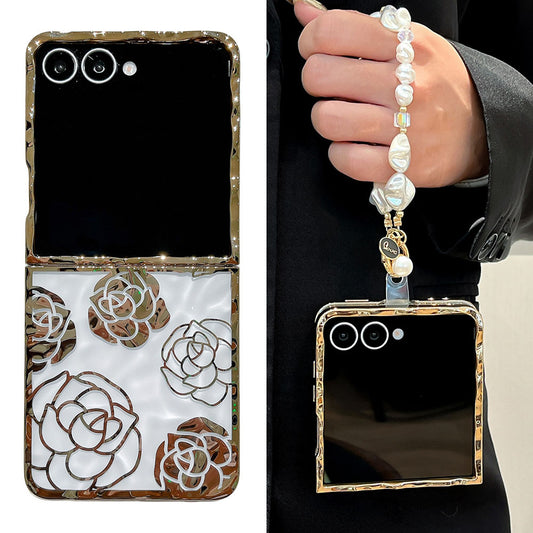 Electroplated Gold Rose Phone Case For Samsung Galaxy Z Flip 7/6/5/4/3