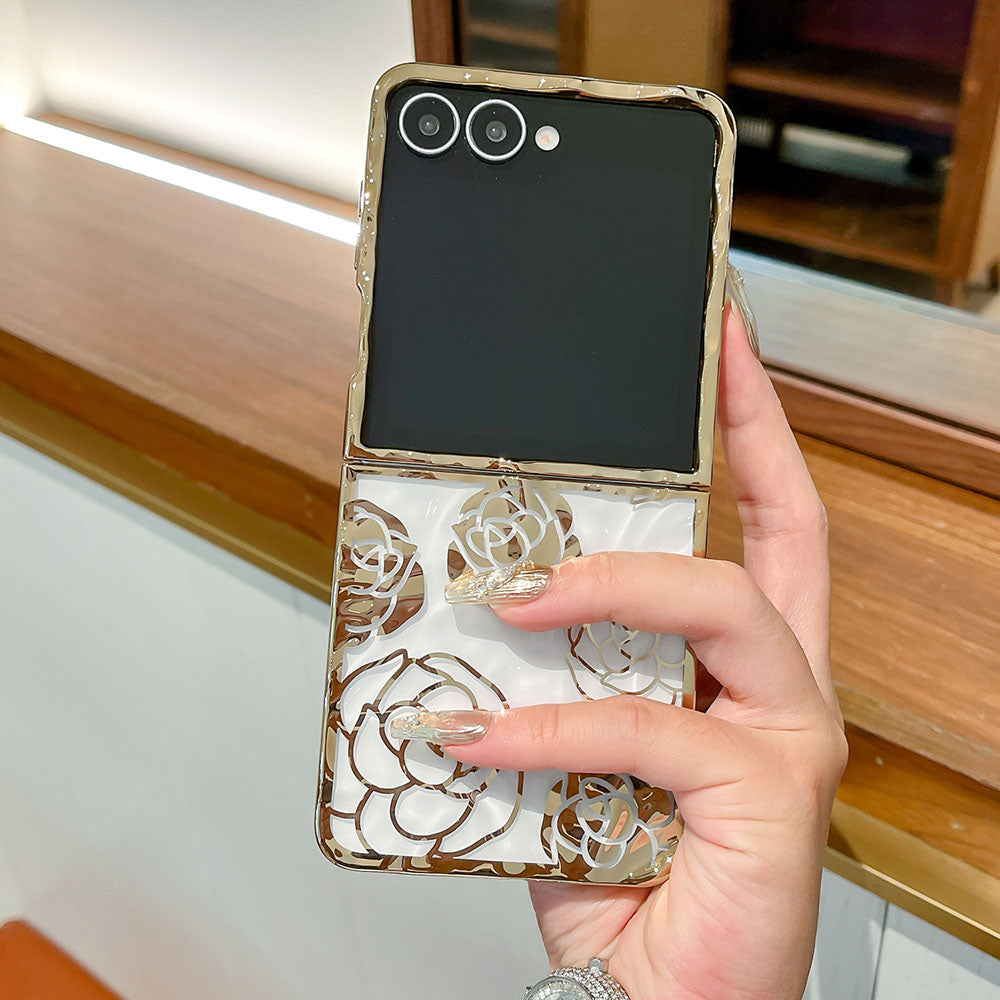 Electroplated Gold Rose Phone Case For Samsung Galaxy Z Flip 7/6/5/4/3