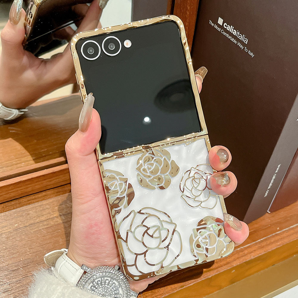 Electroplated Gold Rose Phone Case For Samsung Galaxy Z Flip 7/6/5/4/3