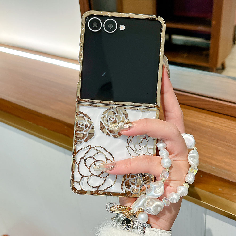 Electroplated Gold Rose Phone Case For Samsung Galaxy Z Flip 7/6/5/4/3