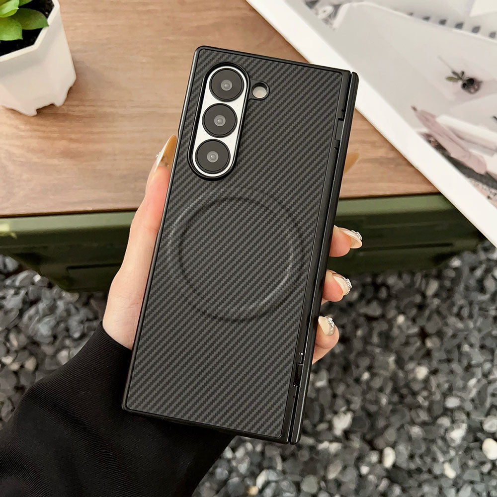 Carbon Fiber Texture Full Protection Phone Case For Samsung Galaxy Z Fold7/6/5/4/3