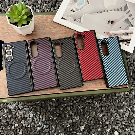 Carbon Fiber Texture Full Protection Phone Case For Samsung Galaxy Z Fold7/6/5/4/3