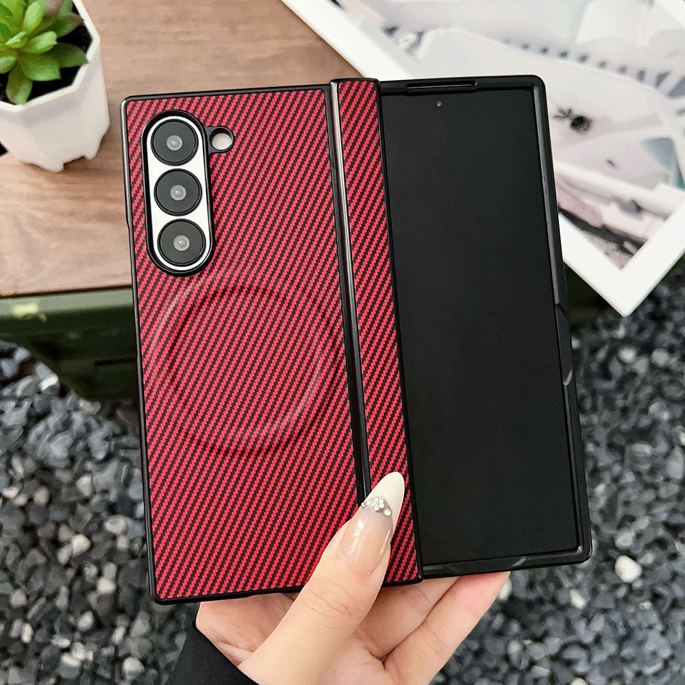 Carbon Fiber Texture Full Protection Phone Case For Samsung Galaxy Z Fold7/6/5/4/3