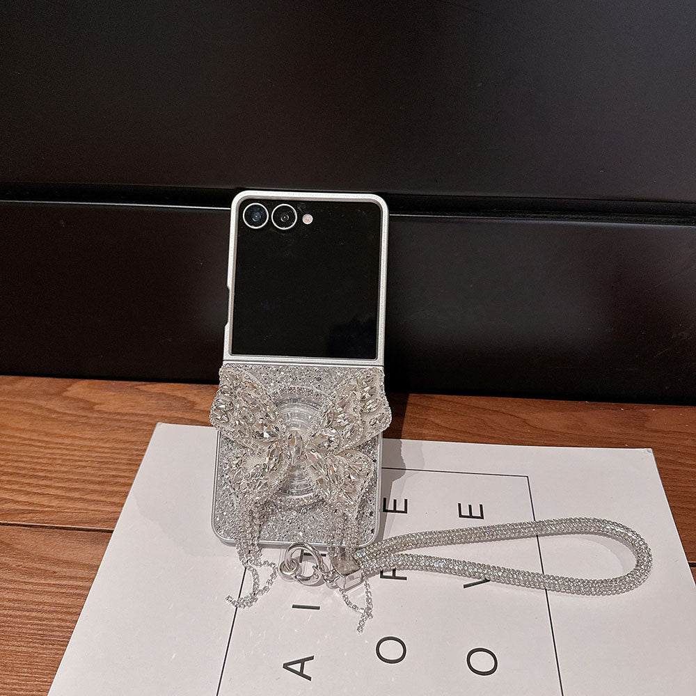 Glitter Diamond Butterfly Lanyard Phone Case For Samsung Galaxy Flip 7/6/5/4/3