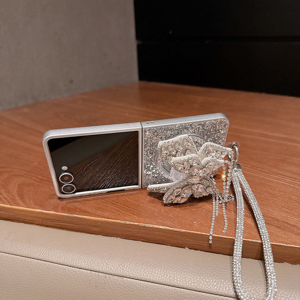 Glitter Diamond Butterfly Lanyard Phone Case For Samsung Galaxy Flip 7/6/5/4/3