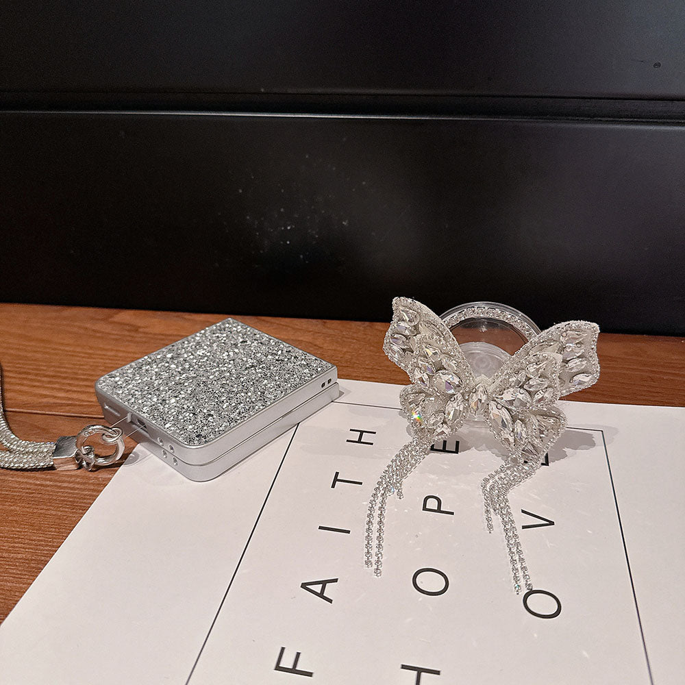 Glitter Diamond Butterfly Lanyard Phone Case For Samsung Galaxy Flip 7/6/5/4/3