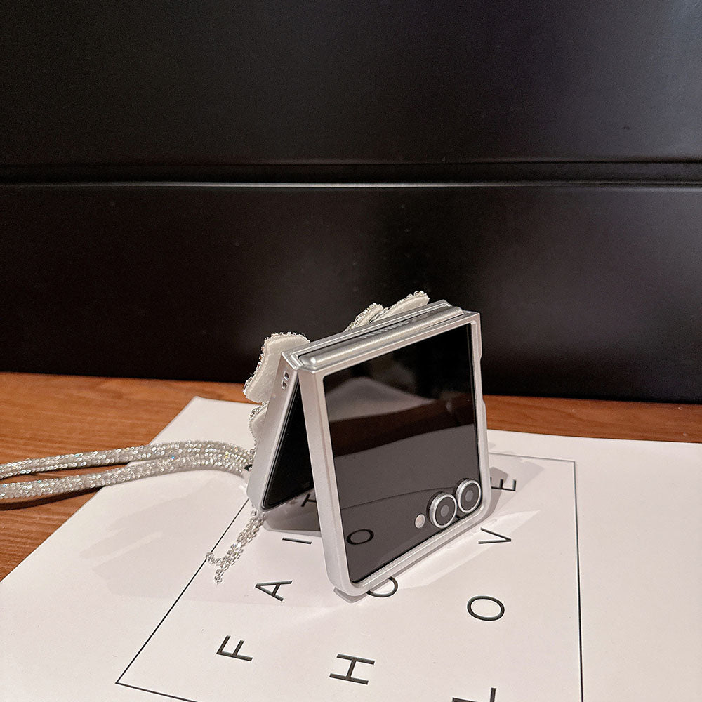 Glitter Diamond Butterfly Lanyard Phone Case For Samsung Galaxy Flip 7/6/5/4/3