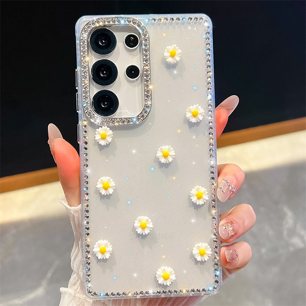 Luxury Sparkling Diamond Daisy Phone Case For Samsung Galaxy