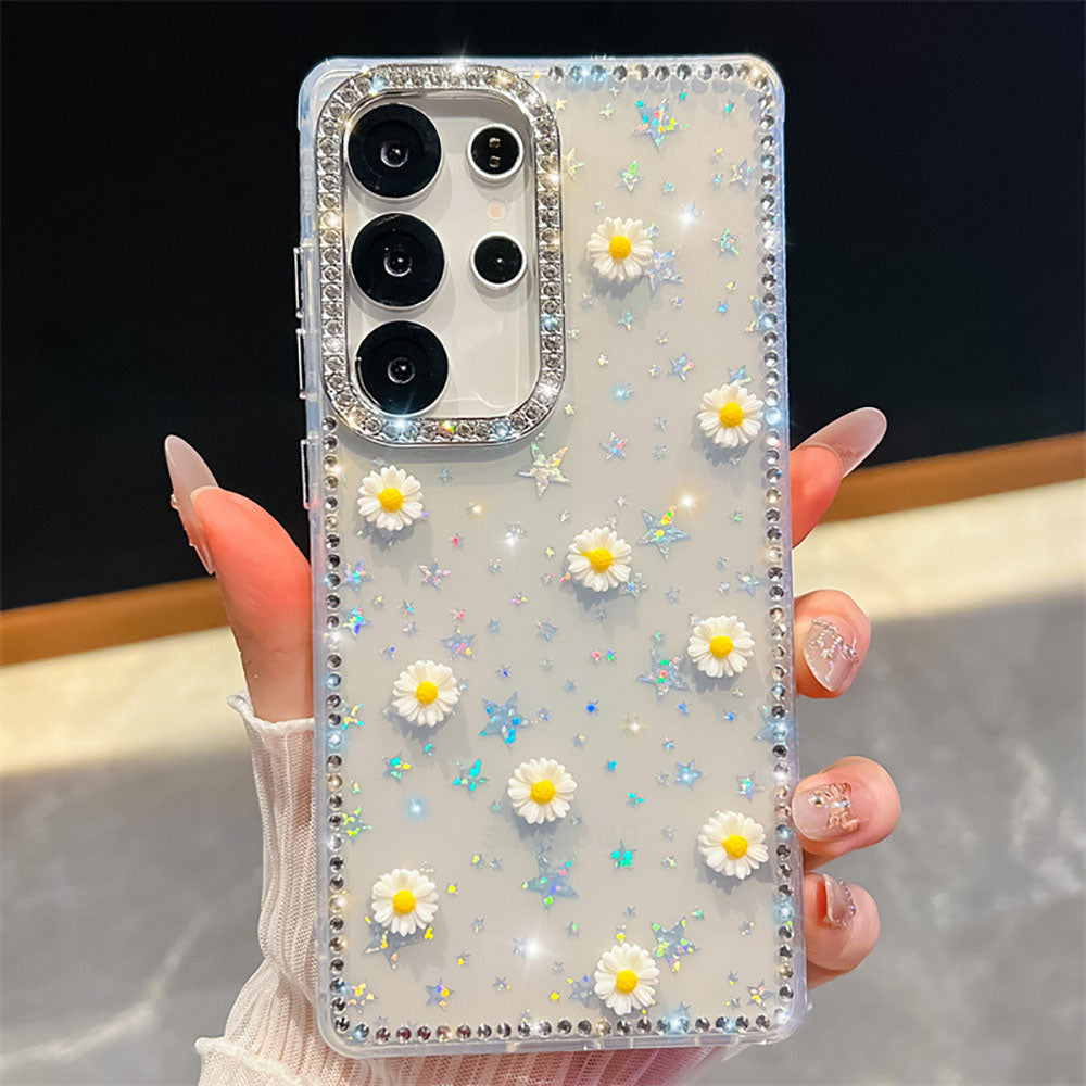 Luxury Sparkling Diamond Daisy Phone Case For Samsung Galaxy