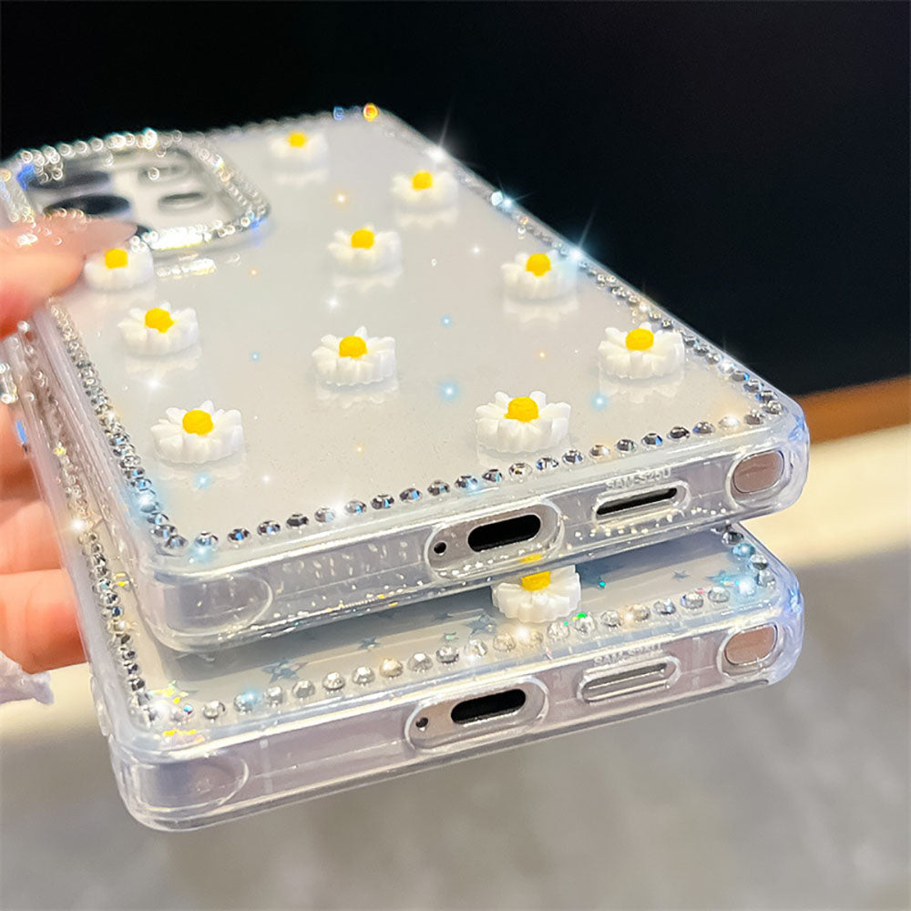 Luxury Sparkling Diamond Daisy Phone Case For Samsung Galaxy