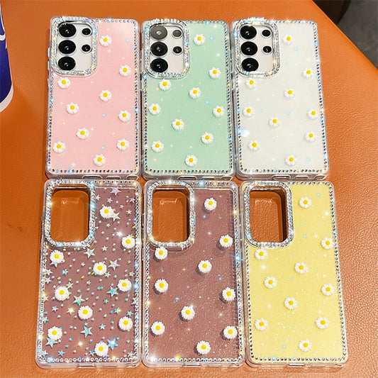 Luxury Sparkling Diamond Daisy Phone Case For Samsung Galaxy