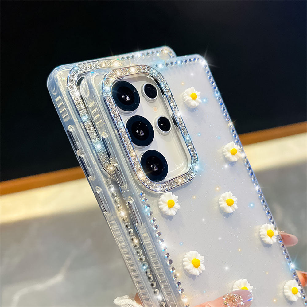 Luxury Sparkling Diamond Daisy Phone Case For Samsung Galaxy