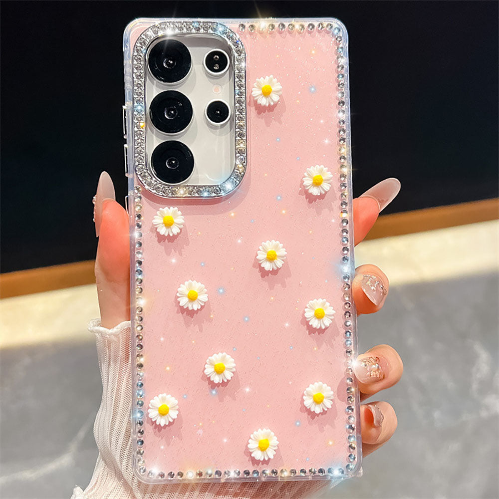 Luxury Sparkling Diamond Daisy Phone Case For Samsung Galaxy