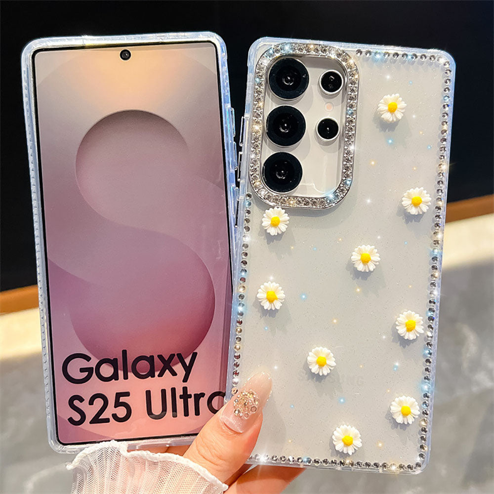 Luxury Sparkling Diamond Daisy Phone Case For Samsung Galaxy