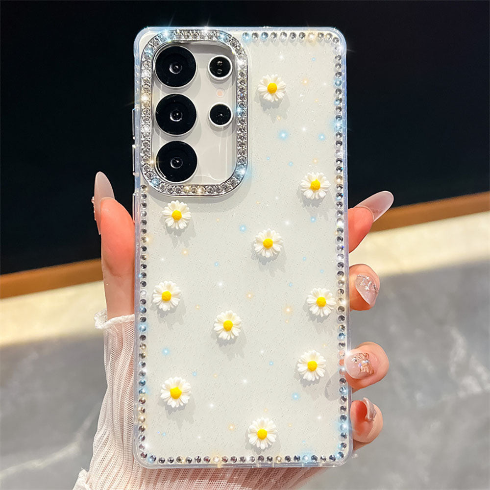 Luxury Sparkling Diamond Daisy Phone Case For Samsung Galaxy