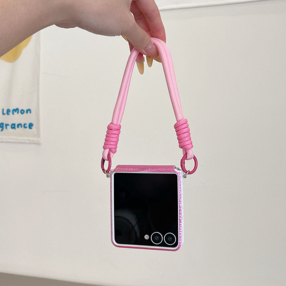 Luxury Leather Diamond Pearl Camellia Phone Case For Samsung Galaxy Z Flip 7/6/5/4/3