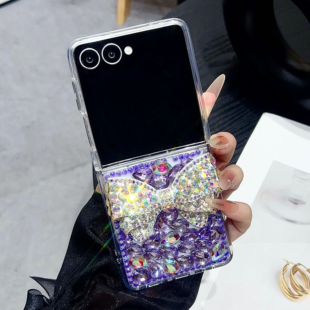 Luxury Rhinestone Butterfly Crystal Lanyard Phone Case For Samsung Galaxy Z Flip 7/6/5/4/3