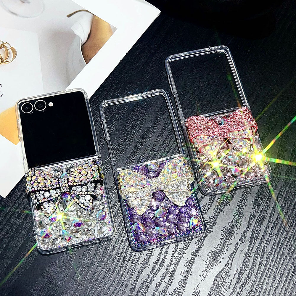 Luxury Rhinestone Butterfly Crystal Lanyard Phone Case For Samsung Galaxy Z Flip 7/6/5/4/3
