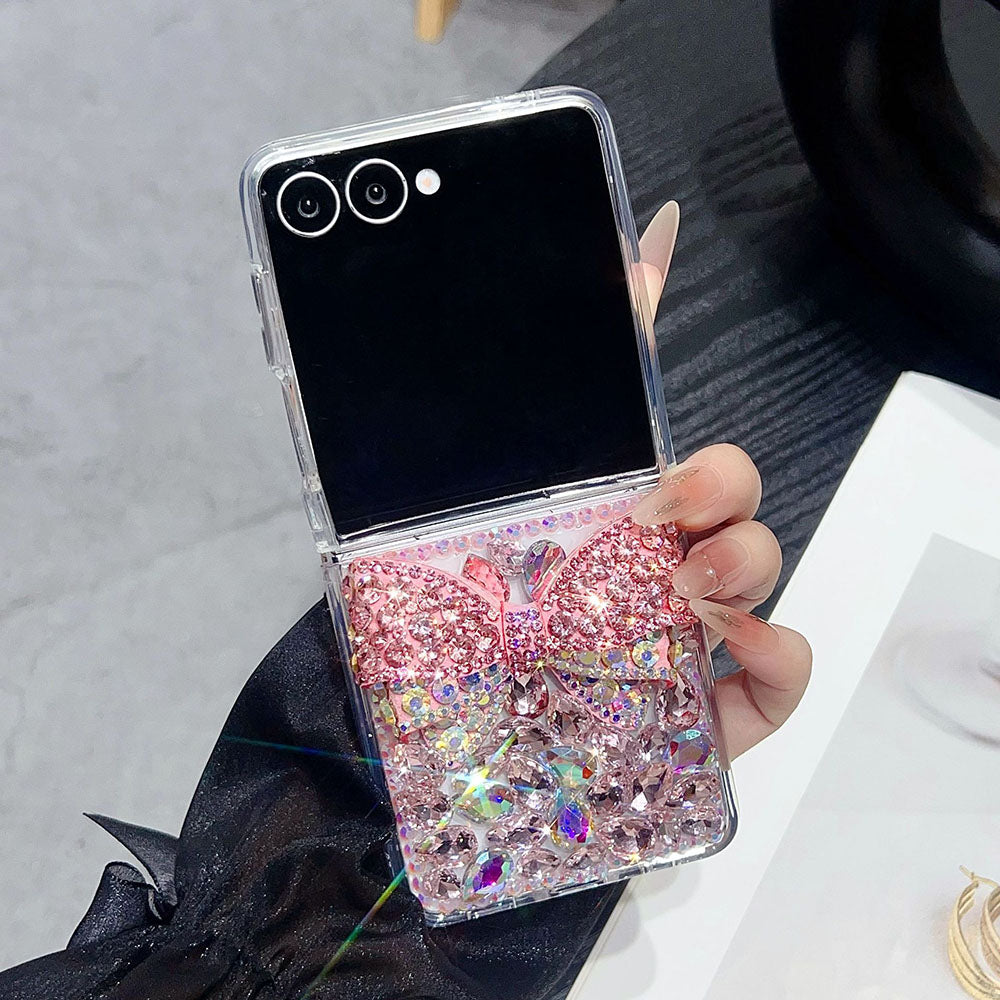 Luxury Rhinestone Butterfly Crystal Lanyard Phone Case For Samsung Galaxy Z Flip 7/6/5/4/3