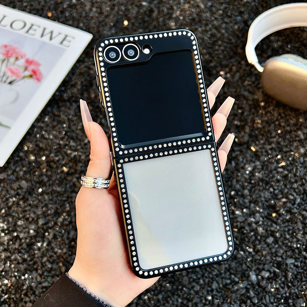 Diamond Frame Transparent Phone Case For Samsung Galaxy Z Flip 6/5/4/3