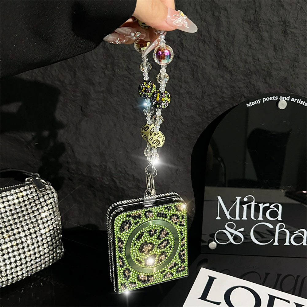 Luxury Diamond Leopard Print Magnetic Phone Case For Samsung Galaxy Z Flip 6/5/4/3