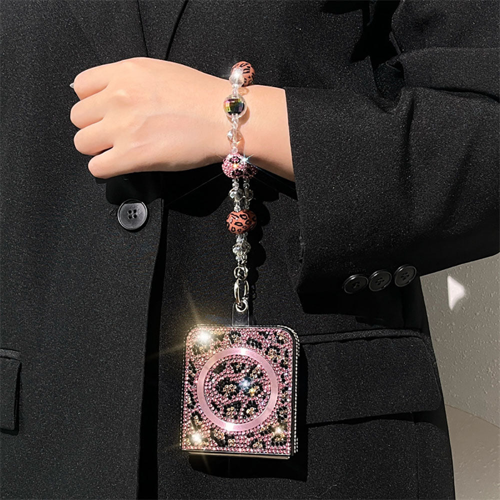 Luxury Diamond Leopard Print Magnetic Phone Case For Samsung Galaxy Z Flip 6/5/4/3