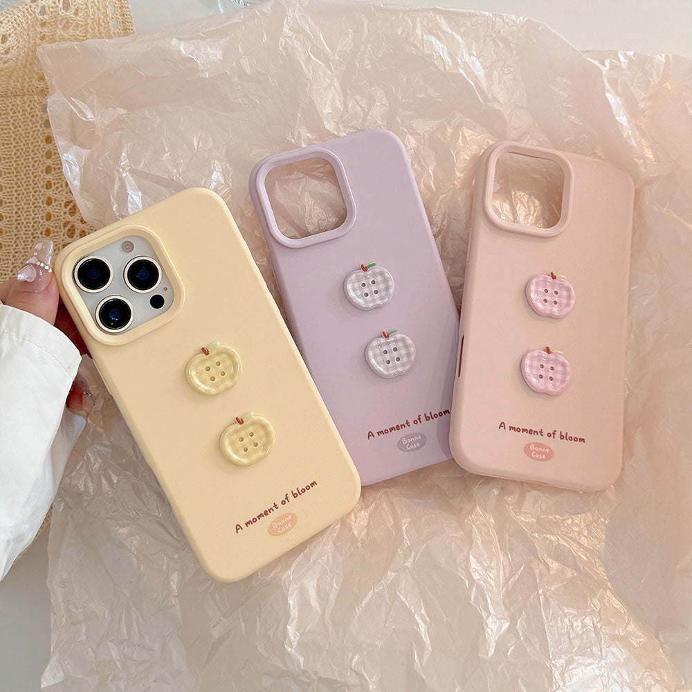 Cute Apple Button Silicone Phone Case For iPhone