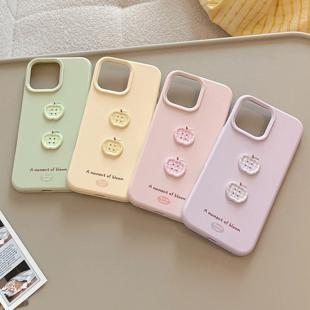 Cute Apple Button Silicone Phone Case For iPhone