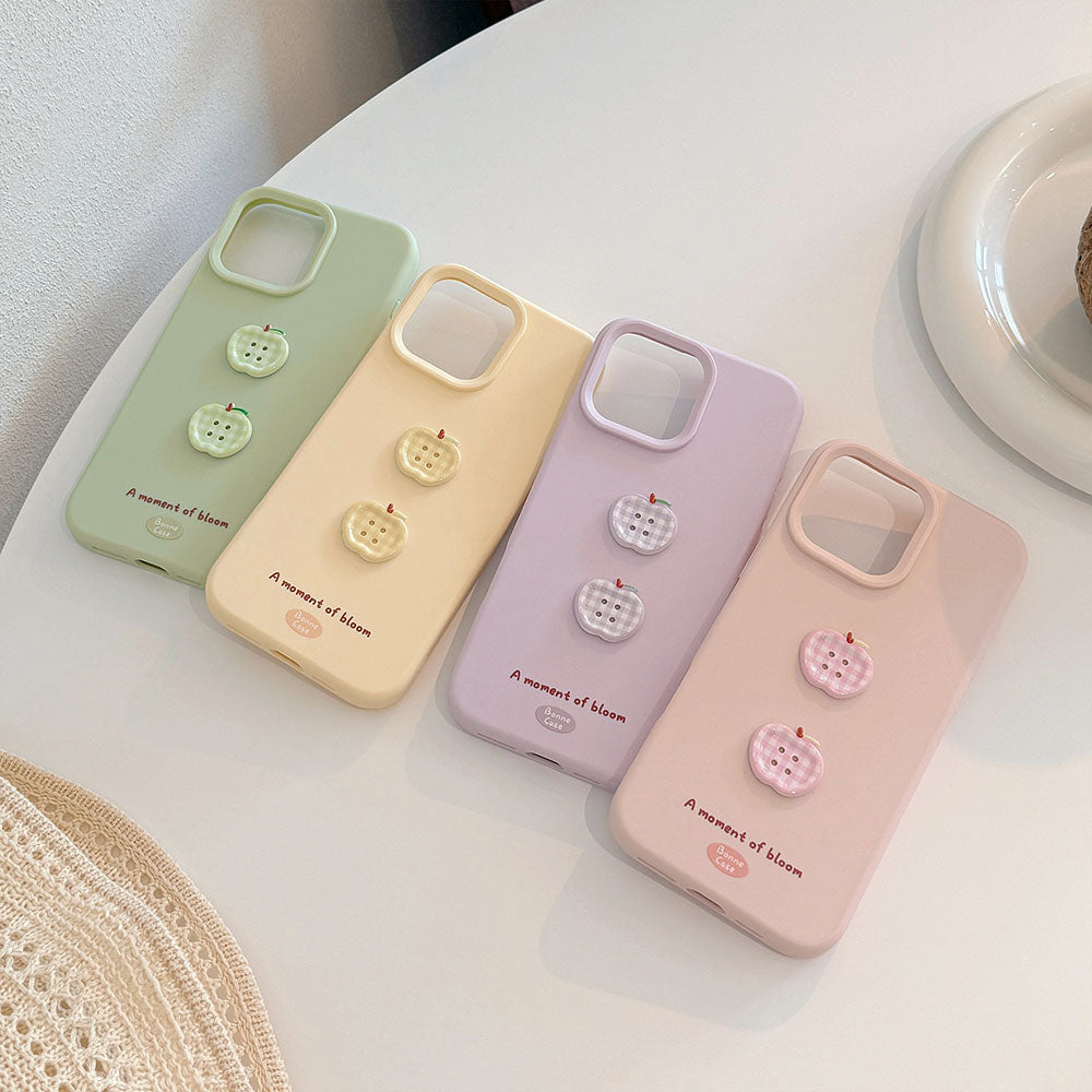 Cute Apple Button Silicone Phone Case For iPhone