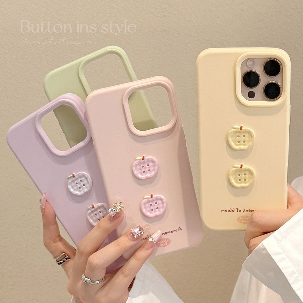 Cute Apple Button Silicone Phone Case For iPhone