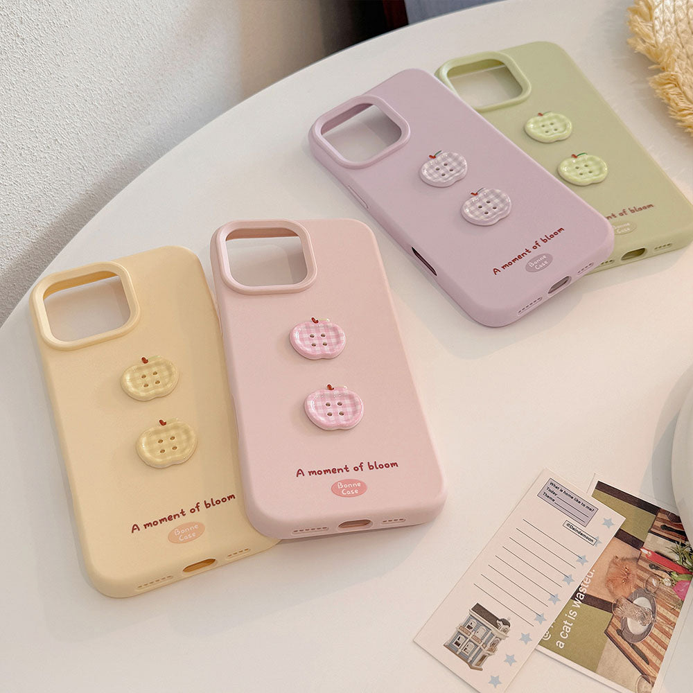 Cute Apple Button Silicone Phone Case For iPhone