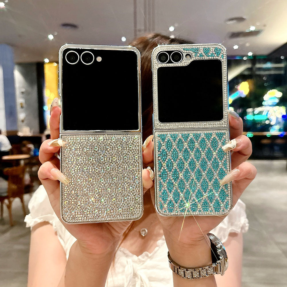 Grid Electroplated Diamond Phone Case For Samsung Galaxy Z Flip 7/6/5/4/3