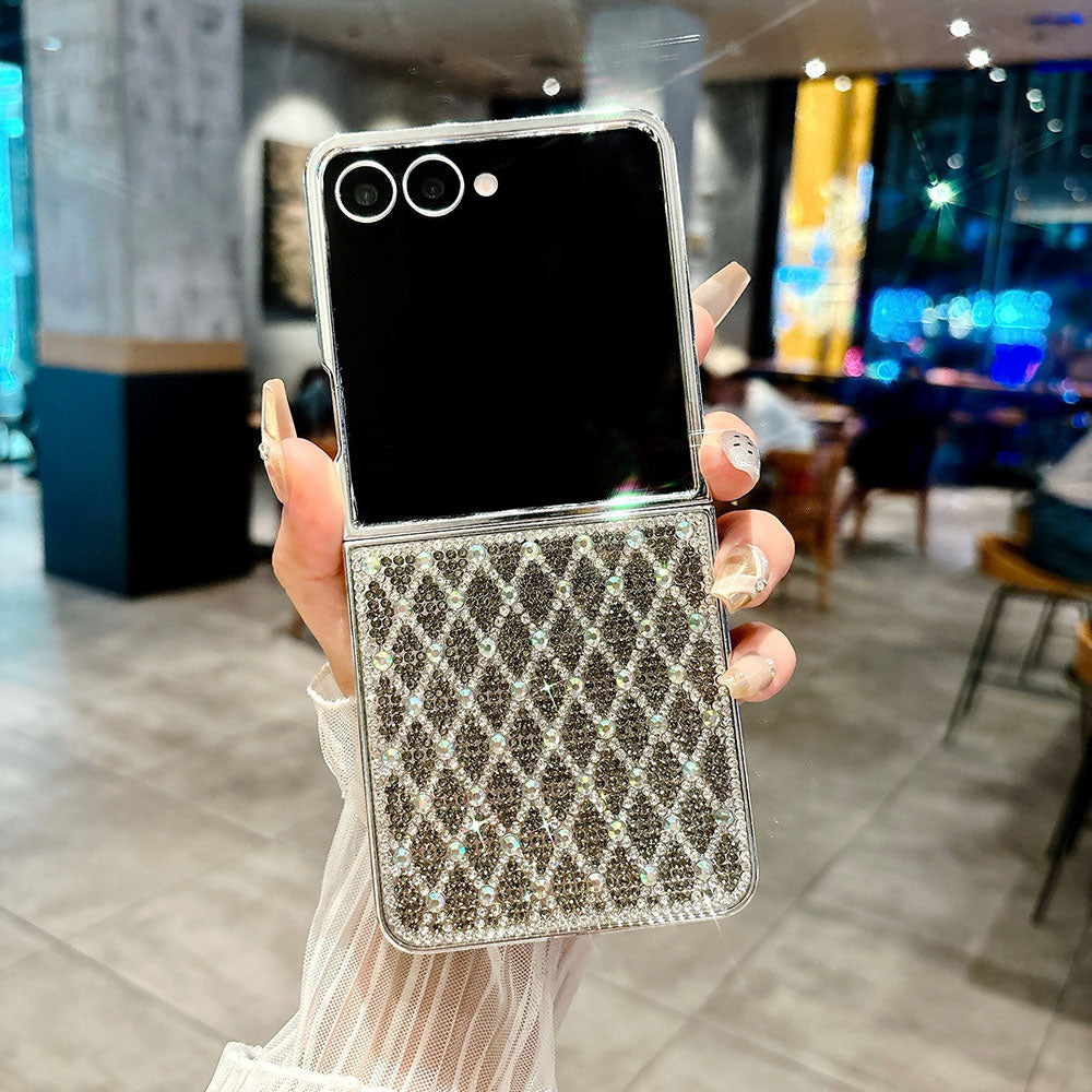 Grid Electroplated Diamond Phone Case For Samsung Galaxy Z Flip 7/6/5/4/3