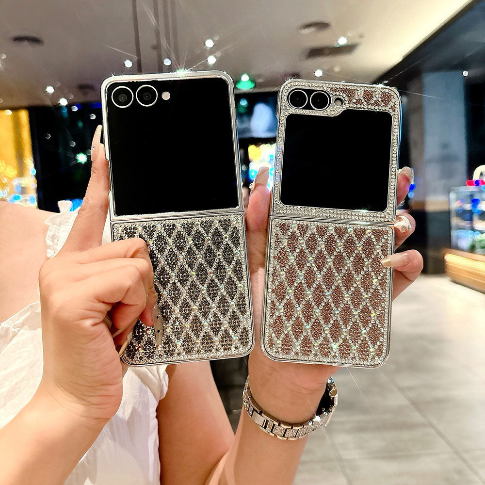 Grid Electroplated Diamond Phone Case For Samsung Galaxy Z Flip 7/6/5/4/3