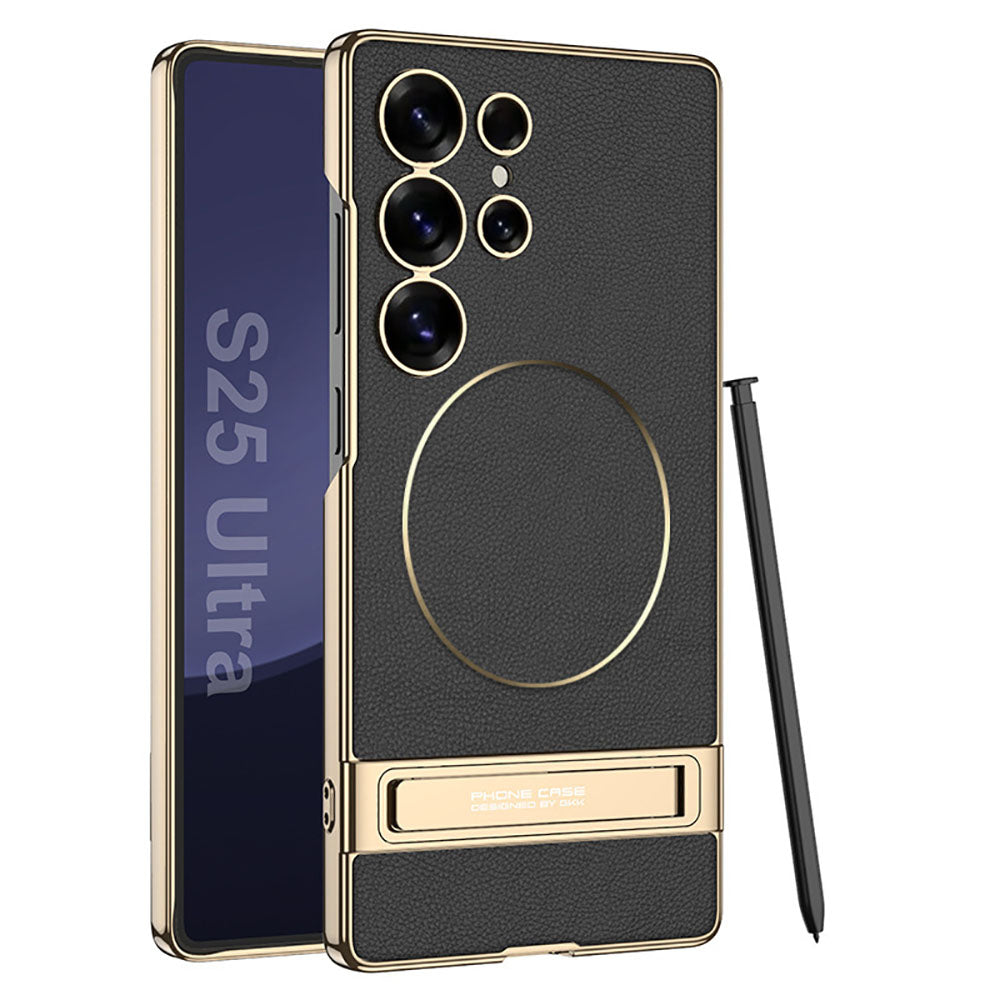 Electroplated Leather Stand Phone Case For Samsung Galaxy